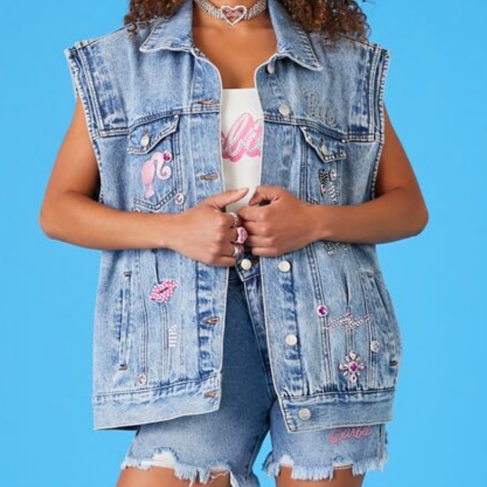 Barbie Denim Vest with Embellished Details